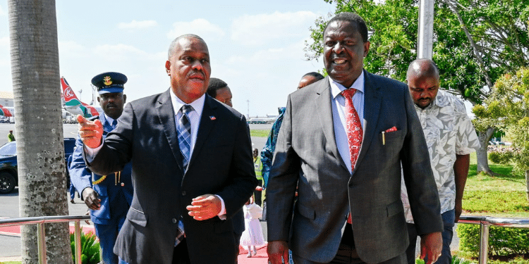 PCS Musalia Mudavadi receiving Haiti Prime Minister Garry Conille. Photo/ Mudavadi