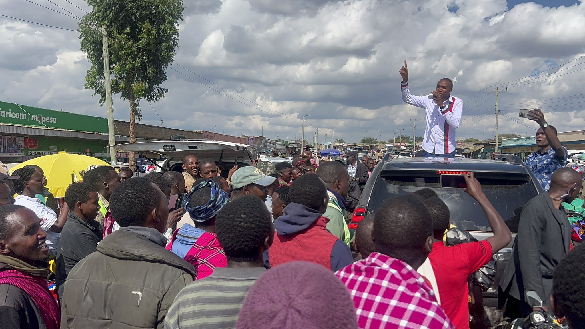 Morara Kebaso speaking during a rally at Ololulunga in Narok on Saturday, October 19, 2024.