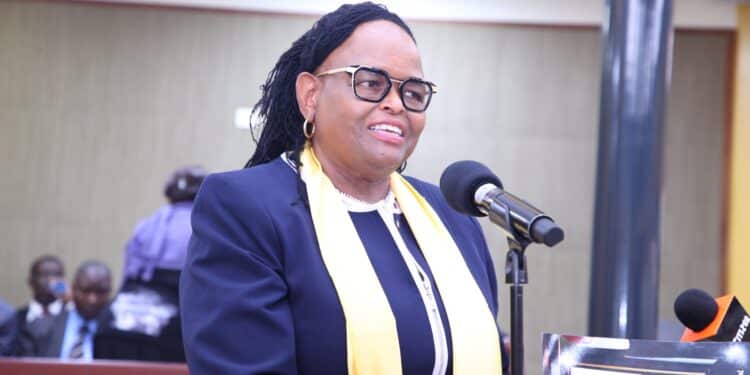 CJ Martha Koome during the burial of Judge Daniel Ogola Ogembo on July 29, 2024. PHOTO/ Judiciary.