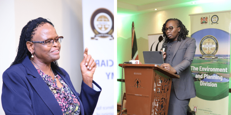 A photo collage of the Chief Justice Martha Koome and the LSK President Faith Odhiamabo. Photo: Faith and Koome X Accounts