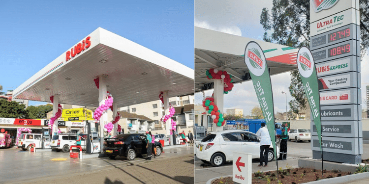 A collage of images showing a Rubis Oil Petrol station in Kenya. Photo: Rubis Oil Kenya X account