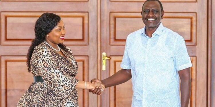 Former Nominated Senator Millicent Omanga with President William Ruto at State House, Nairobi. PHOTO/Millicent Omanga X.