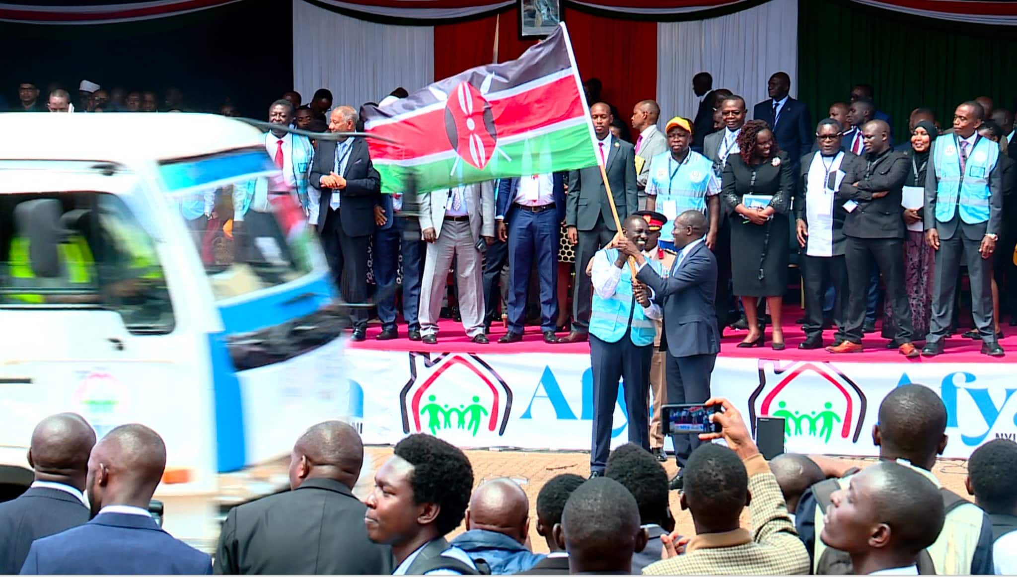 President William Ruto flagging off community health promoters at Uhuru Park