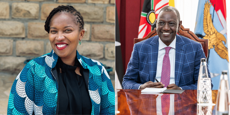 Former KEMSA CEO Terry Ramadhani and President William Ruto/ Photo/ Tery. PCS