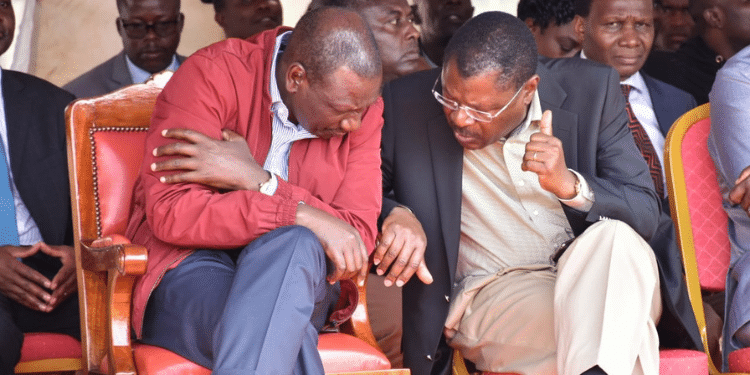 President William Ruto with National Assembly Speaker Moses Wetangula in a past event. IEBC PHOTO/ Vihiga News.