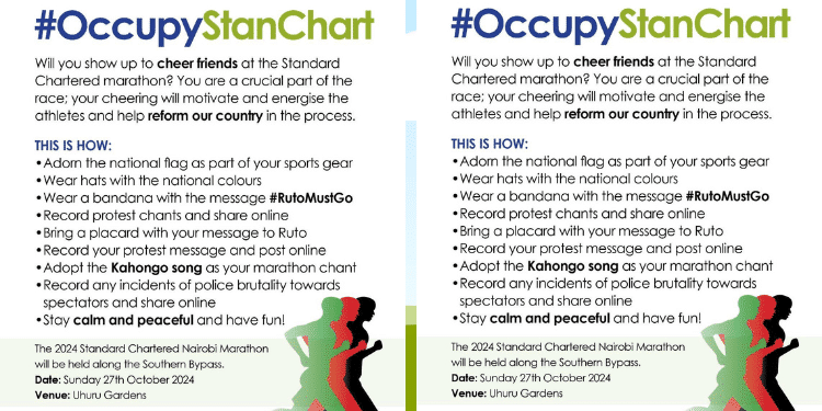Collage Photo of Boniface Mwangi’s program for the Standard Chartered Marathon. PHOTO/Mwangi. Collage Photo of Boniface Mwangi’s program for the Standard Chartered Marathon. PHOTO/Mwangi