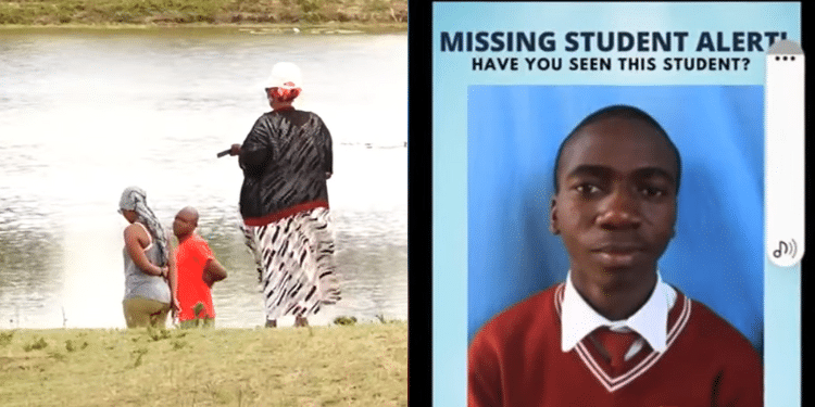 KCSE,A photo collage of the dam where Abel Mwendwa drowned and Seth Ruben who is still missing. PHOTO/Screengrab.