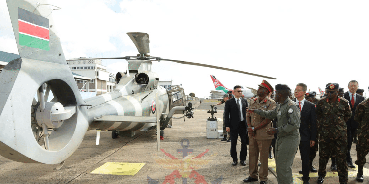 Li Houding, Vice President of CATIC speaking during the commissioning of the Z9 helicopters at the Kenya Army Corps of Aviation, Embakasi Garrison on Tuesday, October 29, 2024. PHOTO/ KDF.