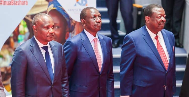 President William Samoei Ruto, Prime CS Musalia Mudavadi  and National Treasury CS John Mbadi during the opening ceremony of the Inua Biashara Exhibition at KICC o October 16, 2024. PHOTO/Mbadi FB.