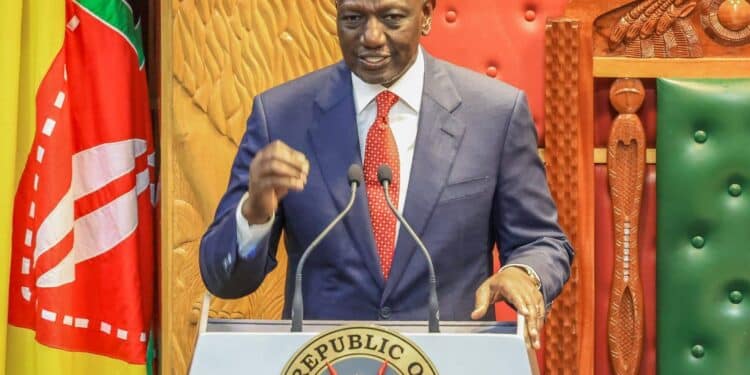 President William Ruto during the 𝗦𝘁𝗮𝘁𝗲 𝗼𝗳 𝘁𝗵𝗲 𝗡𝗮𝘁𝗶𝗼𝗻 𝗔𝗱𝗱𝗿𝗲𝘀𝘀 𝟮𝟬𝟮𝟰 at Parliament buildings. PHOTO/Parliament. Adani