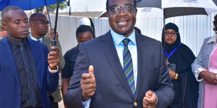 Education CS Julius Migos Ogamba speaking at Lang'ata Sub-County Headquarters on November 11, 2024. PHOTO/MoE. KCSE