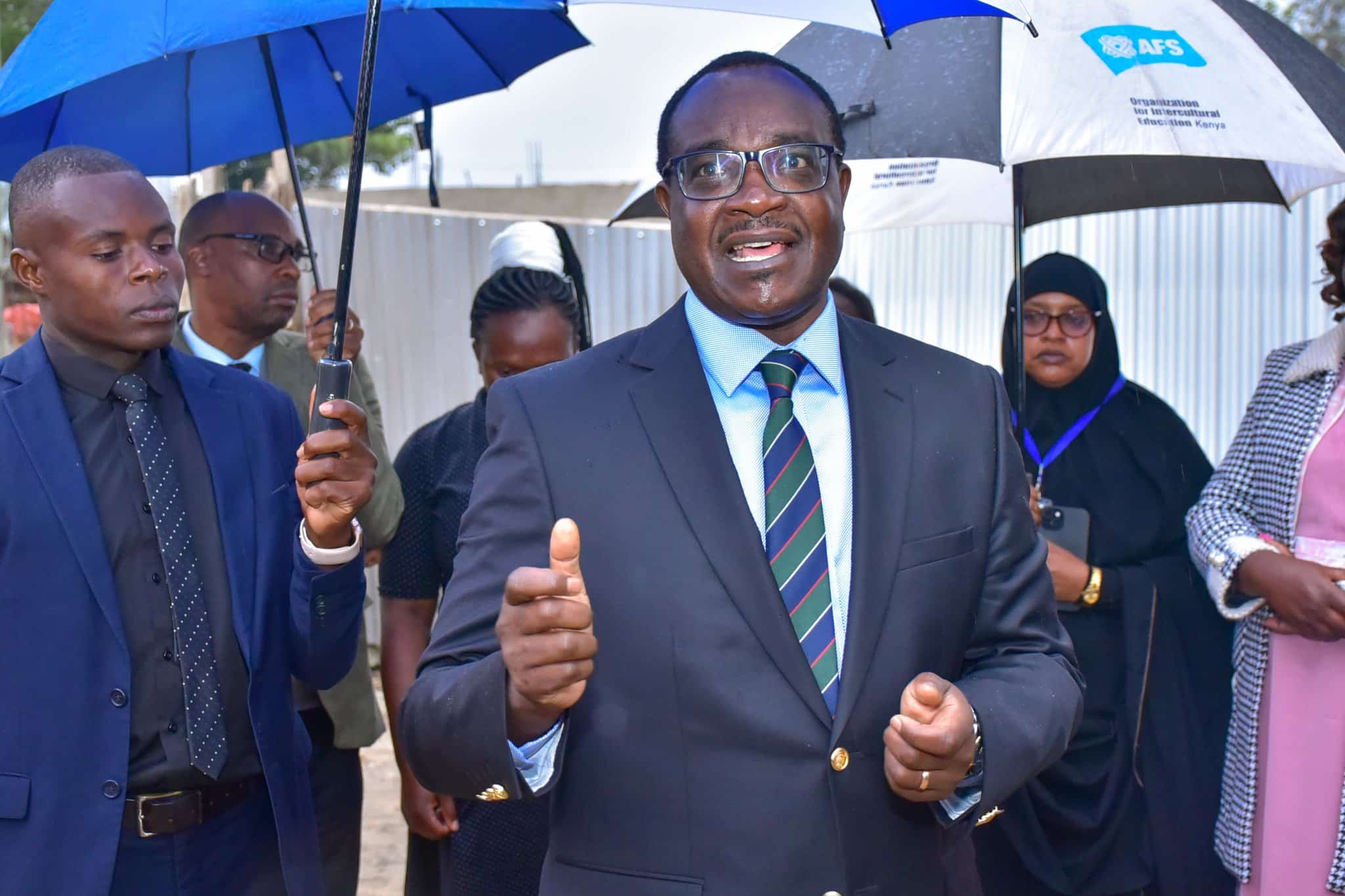 Education CS Julius Migos Ogamba speaking at Lang'ata Sub-County Headquarters on November 11, 2024. PHOTO/MoE. KCSE