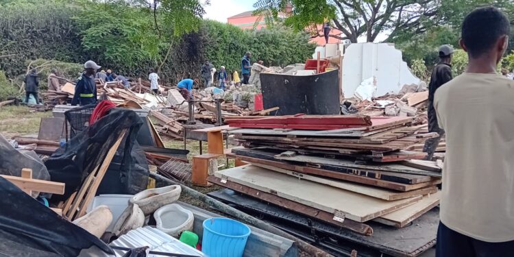 Remains of demolitions. Photo/ Citizen TV
