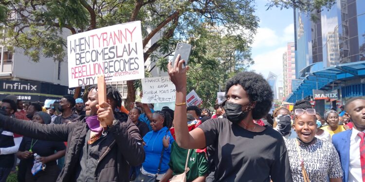 Gen Zs Protest in Nairobi on June 25 2024. PHOTO/TKT