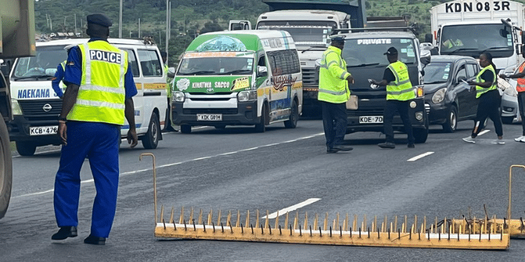 NTSA on Road safety compliance checks at Luqman along the Nairobi-Mombasa Highway. Photo/NTSA