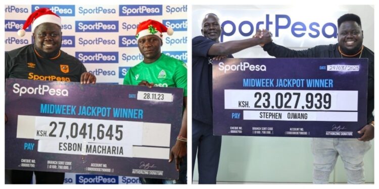Sportpesa midweek jackpot winners. PHOTO: Sportpesa Sportpesa midweek jackpot winners. PHOTO: Sportpesa Sportpesa midweek jackpot winners. PHOTO: Sportpesa