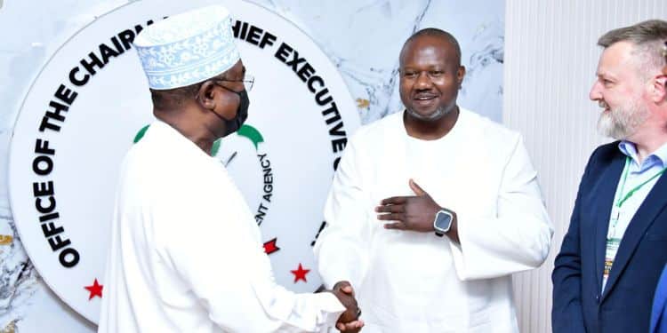 NACADA CEO Dr. Anthony Omerikwa (Center) with the Nigeria's National Drug Law Enforcement Agency (NDLEA) Chairman and CEO Brig. Gen. Mohamed Buba Marwa (Rtd), in white cap during the summit in Abuja