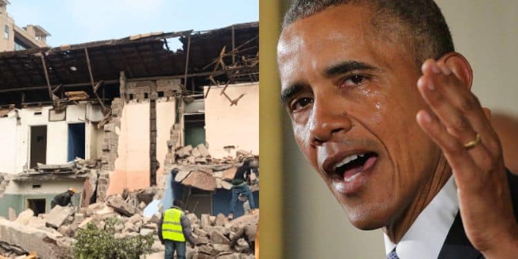 Remains of property salvaged from the demolitions at Woodley Estate (Left) and former US President Barack Obama.