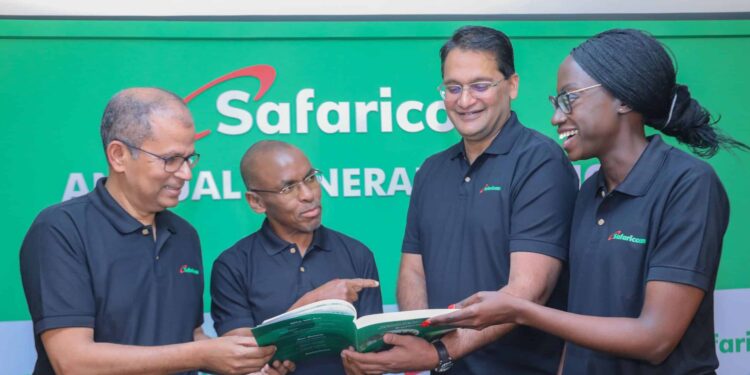 Safaricom Board Members including CEO Peter Ndegwa during the company’s 16th Annual General Meeting. PHOTO/Safaricom PLC