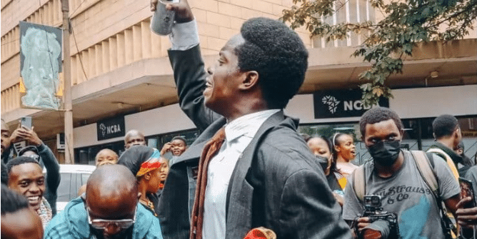 Kasmuel McOure during the Anti-finance bill protests in Nairobi. Photo/Kasmuel