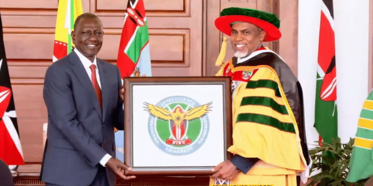 President William Ruto and NIS Director Noordin Haji awards charters to Islamic University of Kenya and National Intelligence and Research University at State House, Nairobi. PHOTO/ Kenya West.