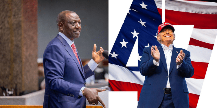A photo collage of former U.S President Donald Trump and President William Ruto. PHOTO/ TRUMP | $47 X/PCS.