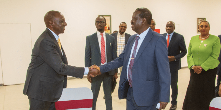 President William Ruto and Former Prime Minister Raila Odinga during a breakfast Meeting for Informal Consultation on Africa Union (AU) Institutional Reforms in Addis Ababa, Ethiopia. PHOTO/PCS. Ruto. odm