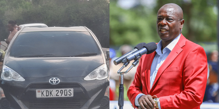 A photo collage of former DP Rigathi Gachagua and one of the vehicles that has been trailing him. PHOTO/ Gachagua FB. Gachagua