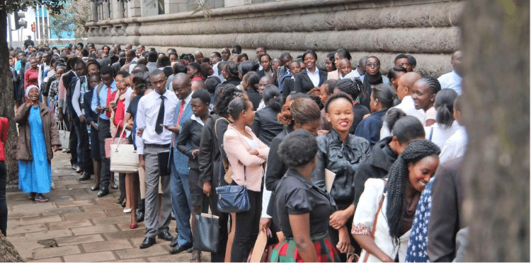 Kenyas queuing for a Job Interview. Photo/Business Daily