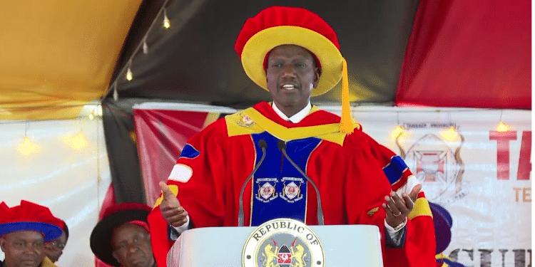 President William Ruto addressing graduants at the National Defence University-Kenya. Photo/Courtesy