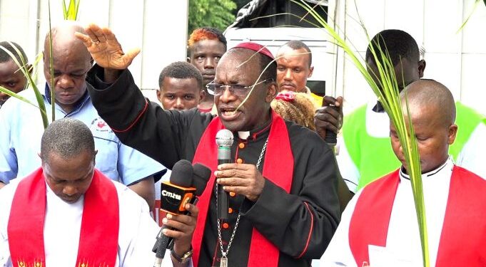 KCCB chairman Archbishop Martin Kivuva addressing the media. PHOTO/Haniel Mengistu