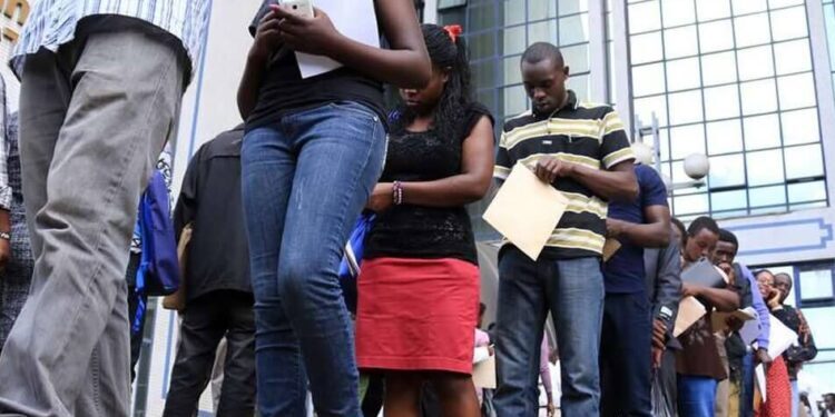 Jobseekers lining up for interviews in Nairobi. PHOTO/UGI