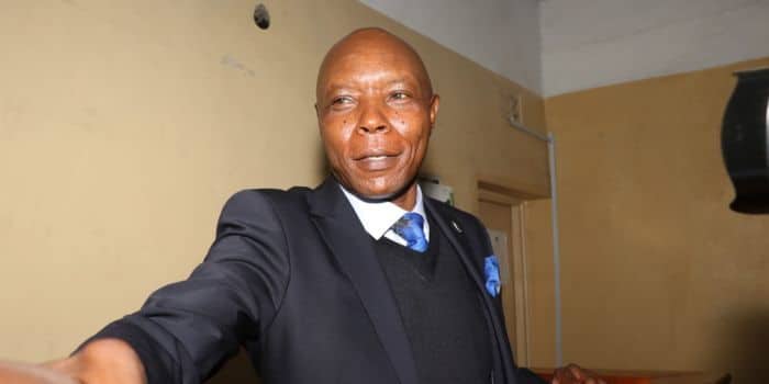 Ex-Mungiki leader Maina Njenga at the Nakuru Law Courts Ex-Mungiki leader Maina Njenga at the Nakuru Law Courts