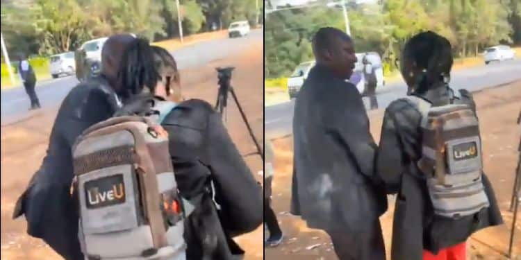 Screengrabs of a video of a Directorate of Criminal Investigations (DCI) officer harassing Citizen TV journalist Agnes Oloo.