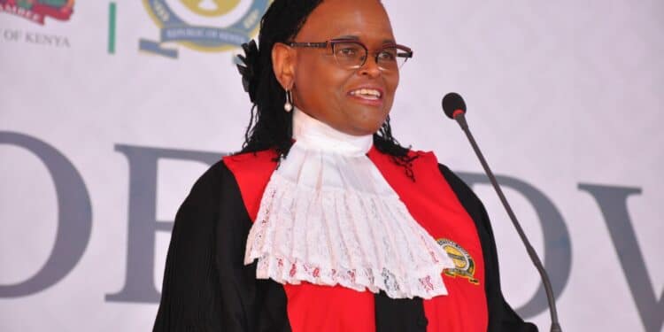 Chief Justice Martha Koome during the admission of 224 lawyers to the Roll of Advocates at the Supreme Court on September 12, 2023. PHOTO/JSC. Judiciary
