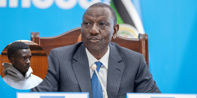 President William Ruto And An Inset David Ooga Mokaya. Photo/ Pcs. Citizen Digital