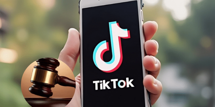 TikTok app and an inset of court gravel. Photo/ Grok