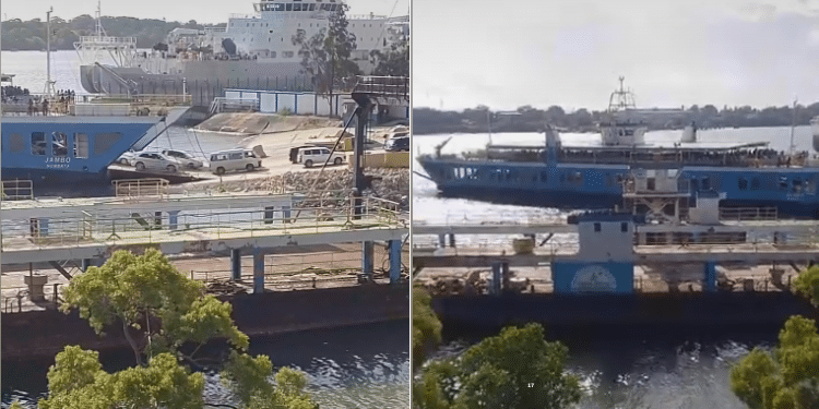 Likoni ferry at the Likoni channel, Mombasa County. Photo/ Screen Grabs