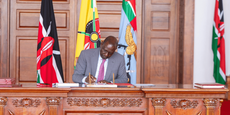 President William Ruto signing of seven parliamentary Bills. Photo/ PCS