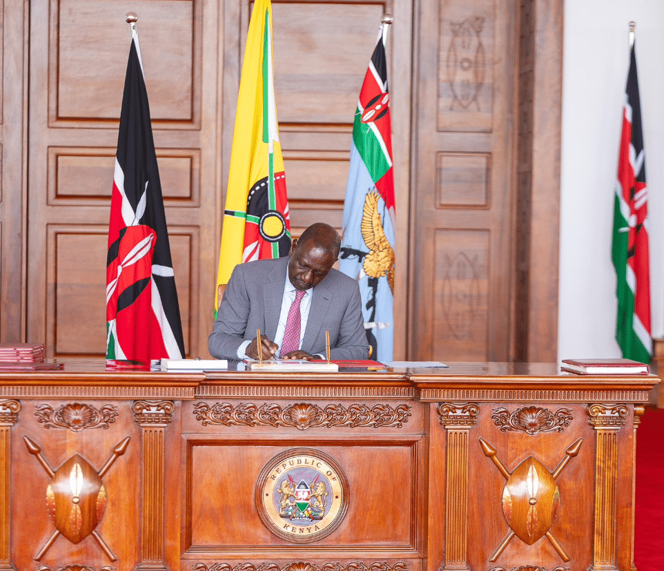 President William Ruto signing of seven parliamentary Bills. Photo/ PCS