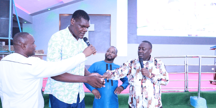 Pastor Kanyari and Bungoma Goliath during a church service. Photo/PAstor Kanyari FB