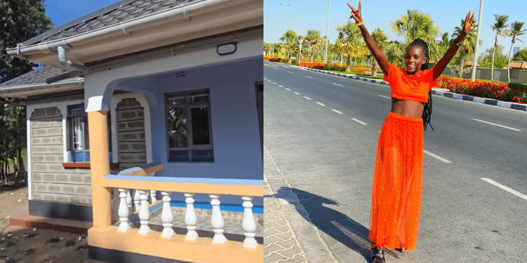 Dem Wa Facebook alongside her parents' new house. Photo/ Dem Wa Facebook IG