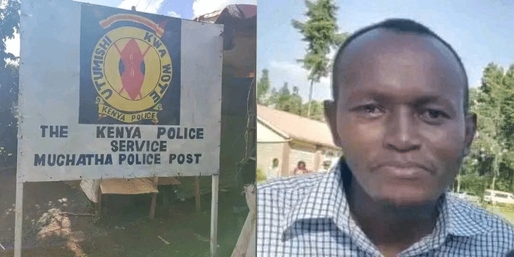 A signboard of Muchatha Police Post alongside the deceased Sammuel Muchemi. Photo/NMG FB
