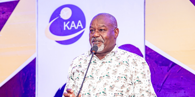 KAA Board Chairman Caleb Kositany speaking during the closing ceremony of the KAA Triangular Corporate Golf Series on October 13, 2024. PHOTO/The Kenya Airports Authority