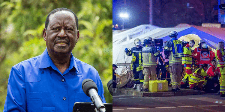 A side-by-side photo of Prime Minister Raila Odinga and emergency response team at Christmas market in Magdeburg, German. PHOTO/Raila X/AFP.