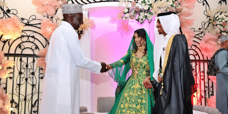 President William Ruto shakes interacts with Fatma and Zakir during their wedding on December 21,2024. PHOTO/ Governor Nassir X. Ruto