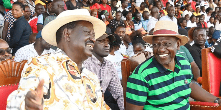 Ruto Recalls How Raila Helped Him Save Kenya Despite Their Past Differences President William Ruto With The Late Former Prime Minister Raila Odinga In Homa Bay County. Photo/Pcs