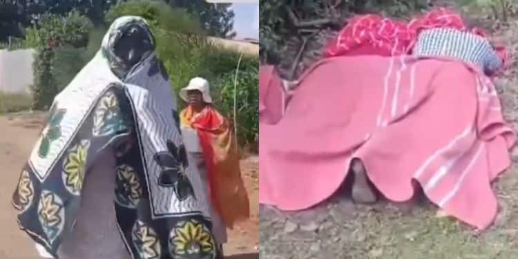 Screengrabs of mourners attacked by bees at funeral.