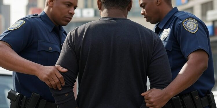 Police arresting a black man. Photo/GROK