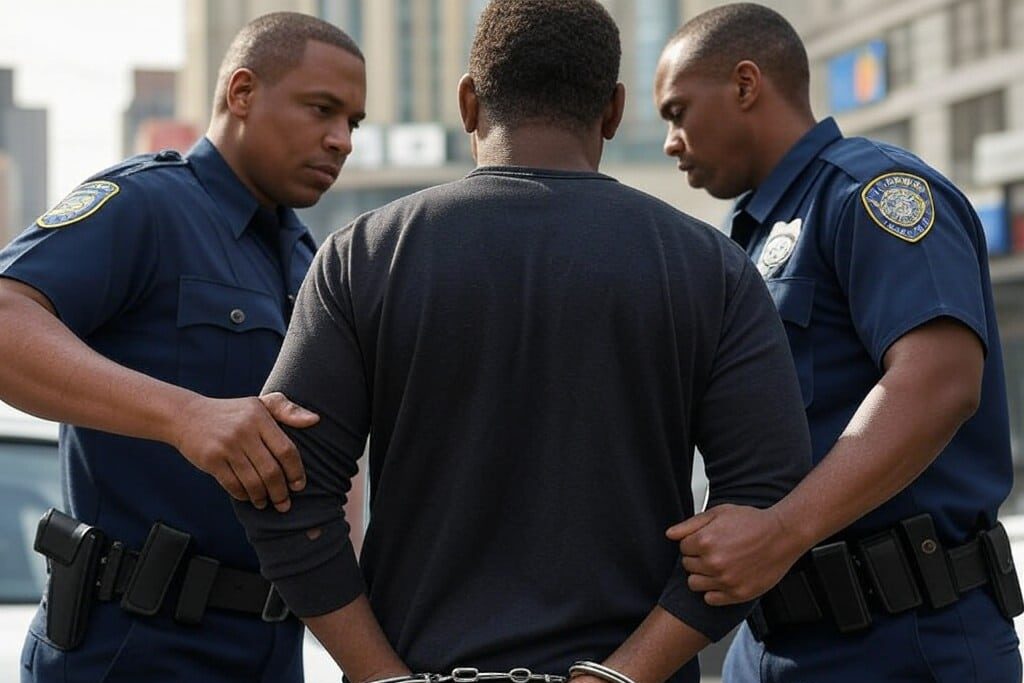 Police arresting a black man. Photo/GROK
